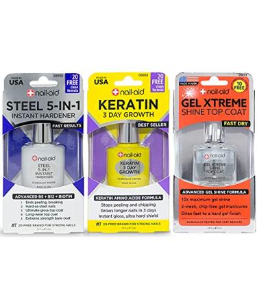 NAIL-AID Hardener + Keratin Growth + Gel Top Coat Clear Set - Buy Online on GoSupps.com