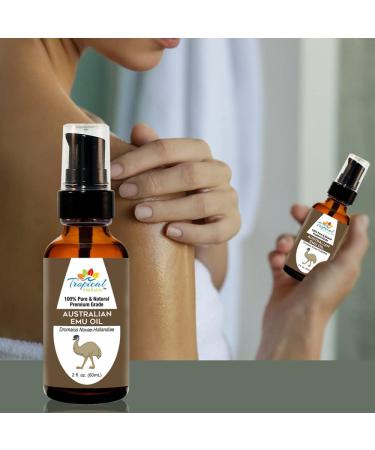 Australian 6X Refined Grade A Emu Oil 2 oz - 100% Pure Premium Natural Essential Oil by Tropical Holistic - Multipurpose Beauty Essential for Hair Face Skin Stretch Marks & Nails - Travel Size - Buy Online on GoSupps.com