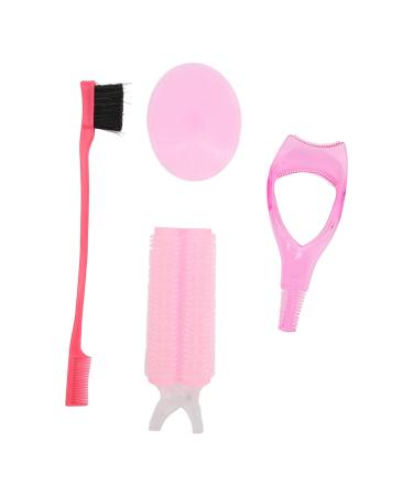 Pink Hair Dressing Curler & Face Cleaning Brush Set - Women s Beauty Essentials | Eyebrow & Eyelash Assistant - Buy Online on GoSupps.com