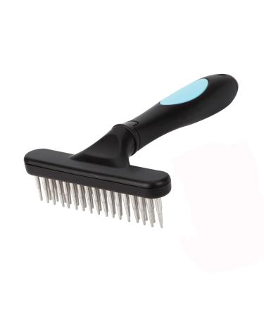 NANYANG Dog de-Shedding Brush - for Dogs, Cats, Rabbits, Grooming, Stainless Steel in Double Row of Teeth, Reduces Shedding, Undercoat rake Blue