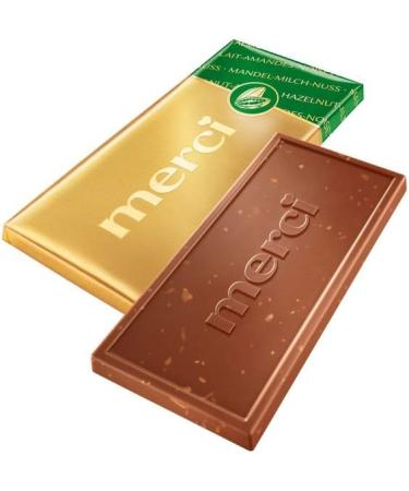  merci merci Table chocolate - almond nuts - 15 x 100 g - 4 small thin plates - Buy Online on GoSupps.com