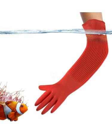 SunGrow Long Latex Aquarium Gloves - Waterproof, Comfortable, Medium Size with Elastic Band for Aquarium Use - Buy Online on GoSupps.com