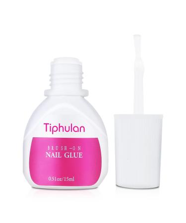 Tiphulan Brush on Nail Glue (15ml) for Press on Nails- 1pcs Nail Glue for Acrylic Nails Professional, Quick Expert Adhesive Nail Bond, Strong Long Lasting Acrylic Nail Glue for Broken Nails 15ML/pcs