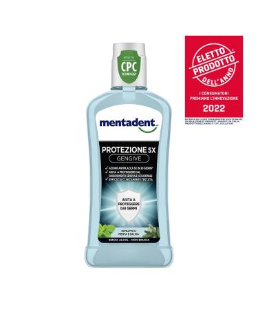 Mentadent Mouthwash 5x Gum Protection with CPC - 6 x 400ml for Occasional Bleeding Gums - International Shipping Available - Buy Online on GoSupps.com