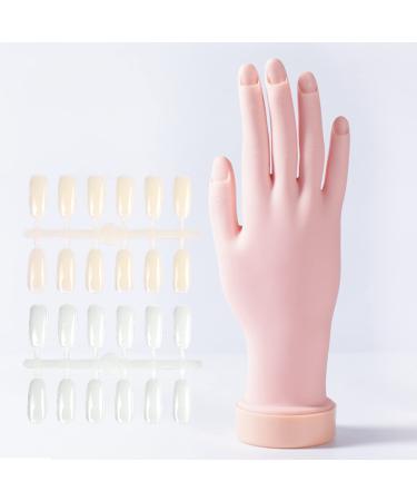Bueuo Nail Practice Hand, Nail Art Training Hand Flexible Movable Fake Hand Manicure Practice Tool With 60 Pcs Replaceable Nail Tips White complexion