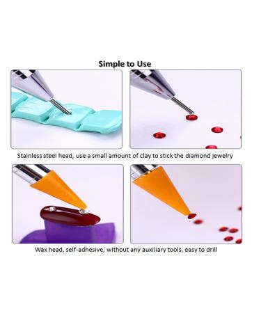 2-Piece Dual-Ended Strass Picker Tool Set for Nail Art - White & Pink - Perfect for Crystals Studs & DIY Decoration - Buy Online on GoSupps.com