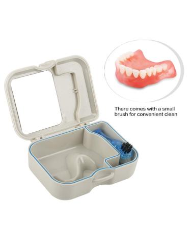 Prosthesis Box with Mirror - 1PC False Teeth Storage Case & Cleaner | Full Dental Appliance Container 13x10x4 cm - Buy Online on GoSupps.com