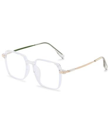 Lanomi fashion reading glasses Blue light filter women Men's large irregular rectangular reading aid visual aid anti -blue lights +0 to +4.0 transparent 1.0 x