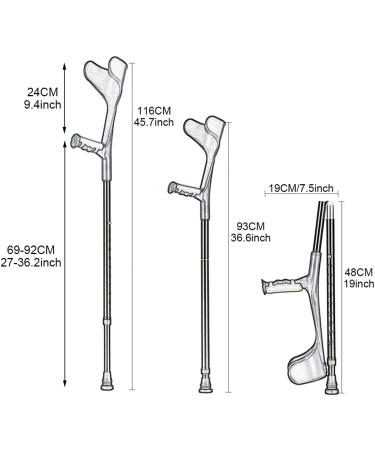 Adult Crutches Forearm Crutches Aluminum Walking Cane Height Adjustable Applicable Height: 140-180Cm/Black/1 Piece Lucky Star Selfless dedication Silver 1 pcs - Buy Online on GoSupps.com