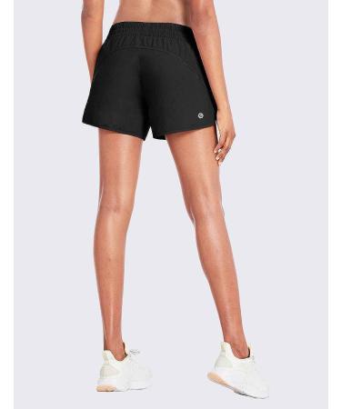 Baleaf Women's 4 Running Shorts with Zipper Pockets & Liner - Quick Dry Athletic Shorts for Workout & Gym - Black - Medium - Buy Online on GoSupps.com