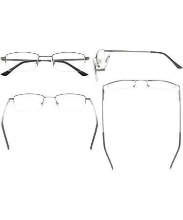 Eyekepper Half-Rim Reading Glasses - Flex Memory Titanium Bendable - Gunmetal +2.00 for Men & Women | International Shipping - Buy Online on GoSupps.com