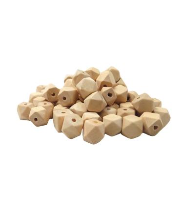 30pcs Natural Wood Geometric Hexagon Beads 14mm Maple Wood Polygon Ball Wooden Loose Spacer Beads for Crafts DIY Jewelry Making (30pcs)