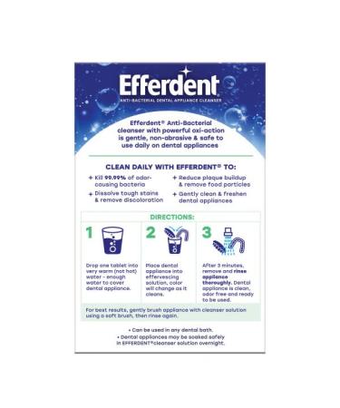 Efferdent Retainer Cleaning Tablets Denture Cleaning Tablets for Dental Appliances Minty Fresh & Clean 90 Count. (Pack of 3) 90 Count (Pack of 3) - Buy Online on GoSupps.com