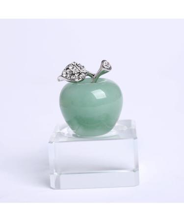 Natural Rose Crystal Carved Apple Figurine Ornament with Alloy Leaf AVG.1.18Inch Home Goods (Color : Green Aventurine) - Buy Online on GoSupps.com