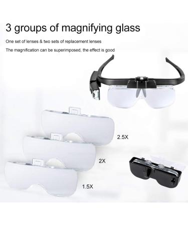 USB Rechargeable Headband Magnifier Head Mounted Magnifying Glasses with 2 LED Lights & Removable Lensesfor Reading Close Work Small Gift - Buy Online on GoSupps.com