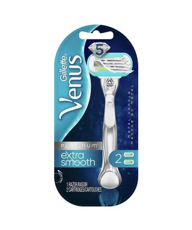 Gillette Venus Deluxe Smooth Platinum Razor for Women - Metal Handle with Anti-Slip Grip + 2 Refills - Buy Online on GoSupps.com