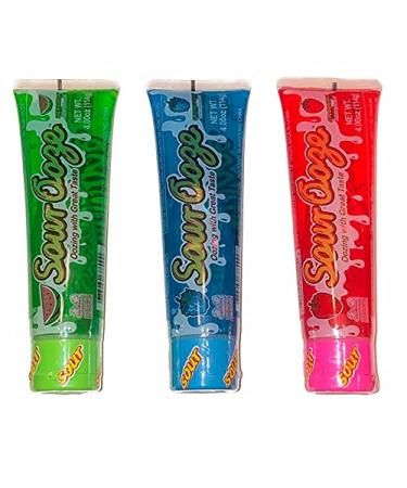 Kidsmania Sour Ooze Tubes, Oozing Delicious Flavor, - 1 Watermelon, 1 Strawberry, 1 Blue Raspberry, 4oz (3 Pack)