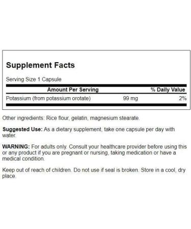 Swanson Potassium Orotate 99mg - 60 Capsules | Essential Mineral Supplement - Buy Online on GoSupps.com