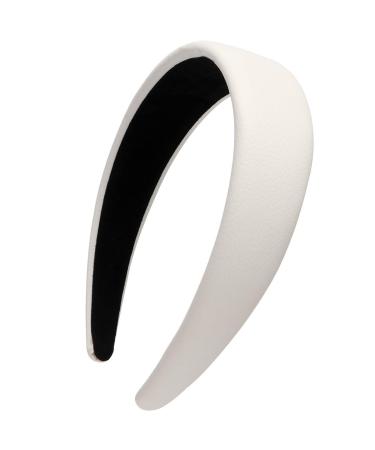 LONEEDY 1.7 Inch Leather Hard Headband Wide Headband Padded Headband Hairband for Women (White) - Buy Online on GoSupps.com