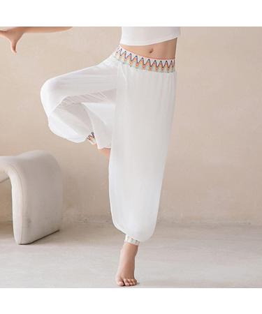 Girls Ethnic Chiffon Dance Pants | White Flowy Harem Lantern Trousers 5-6 Years - Buy Online on GoSupps.com