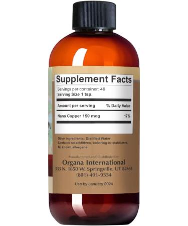 Organa Pure Crystalline Liquid Copper Supplement - 30 PPM - High Absorption Copper 8 Fl Oz (Pack of 1) - Buy Online on GoSupps.com