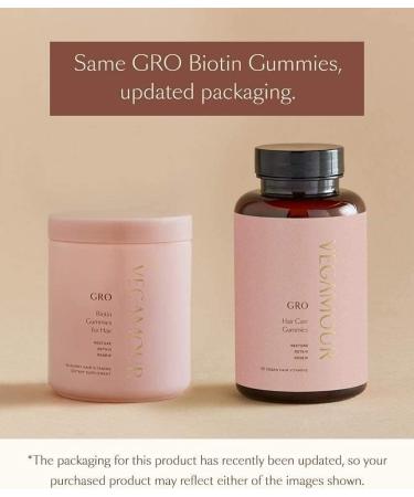 VEGAMOUR GRO Biotin Gummies for Hair - Natural Strawberry Flavor - 30 Count - Buy Online on GoSupps.com