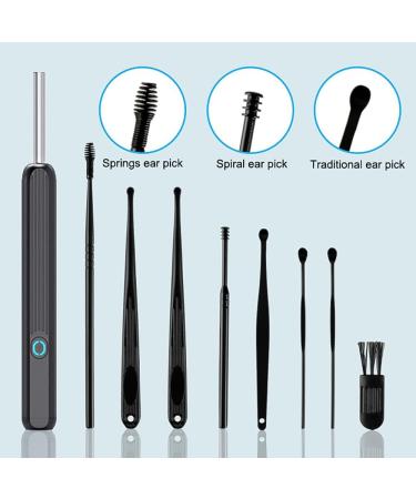 Smart Visual Ear Wax Removal Kit with Camera and LED Lights - Wireless Ear Cleaner with 4 Ear Tips Replacement (Black) - Buy Online on GoSupps.com