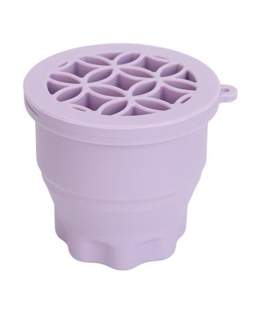 Foldable Silicone Makeup Brush Cleaning Mat & Hanging Drying Net. Efficient Cleaning Tool Portable and Compact. Brush Organizer with Lid for Easy Storage and Multi Purpose Use. Purple