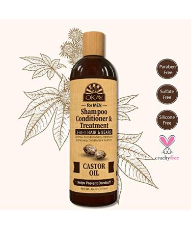 Men's 3-in-1 Castor Oil Shampoo, Conditioner & Treatment | Prevents Dandruff, Stimulates Hair Growth | For All Hair Types | Sulfate, Silicone & Paraben Free | 16 oz - Buy Online on GoSupps.com