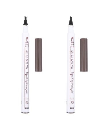 Lot de 2 Crayons Sourcils Liquide Waterproof Pointe Micro-fourchue 4 T tes Couleur Ch taigne pour Maquillage des Yeux Tenue Longue Dur e Microblading et Tatouage