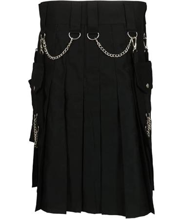 Men's Scottish Kilt Fold Skirt - Retro Rock Checkered Mini Skirt | Comfortable Vintage Outdoor Wear in Black 3XL - Buy Online on GoSupps.com