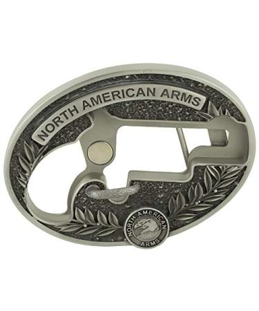 North American Arms NAA LNG RFL CUST Oval Belt Buckle, silver,5.5 x 4 x 1.75 inches
