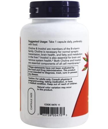 Now Foods Choline & Inositol 500mg - 100 Capsules | Essential Cognitive Support - Buy Online on GoSupps.com