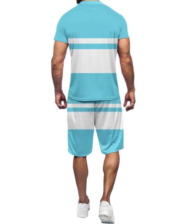 BEUU Men's Summer Casual Sports Set | Short Sleeve Polo Shirt & Shorts | Sky Blue XL - Buy Online on GoSupps.com