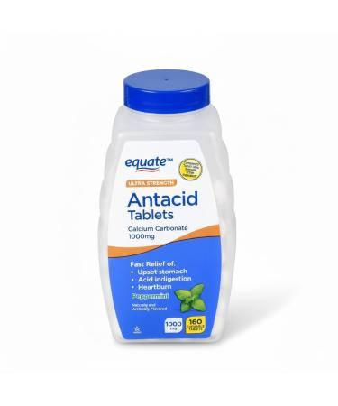 Antacid Tablets Chewable Peppermint Flavor Anti Acid Tablets 1000mg Calcium Carbonate 160 Count