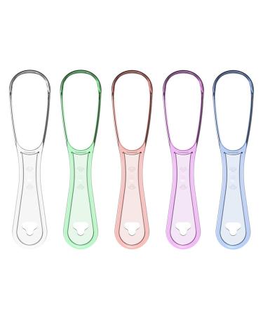 Zhongdawei tongue scraper 5 pieces of tongue cleaner plastic tongue scraping tongue brush tongue scraper cleaner for adults and children reduce bad breath