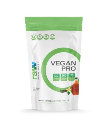 Raw Nutritional Vegan Pro Organic Plant Based Protein Powder | No Artificial Sweeteners | Non-GMO | Gluten-free | 20g Pea Protein Per Serving | 1LB (Maple Vanilla) Maple Vanilla 454.00 g (Pack of 1)