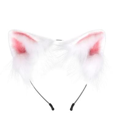 hgnxa Women Animal for Ears Hair Hoop Plush ry Handmade Headband Anime for Halloween Christmas Cosplay Accessori Pink