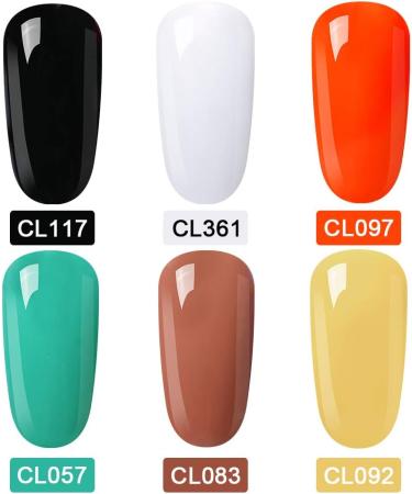6-Piece LagunaMoon Gel Nail Polish Set - Black White Orange Teal Yellow Brown High-Shine Kit for Salon Quality DIY Nails - UV LED Soak Off Lacquer Varnish Manicure Pedicure Neon Cutie - Buy Online on GoSupps.com