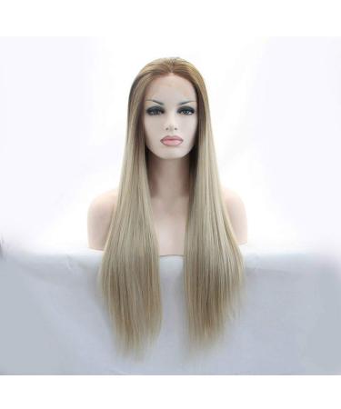 SHIYID Heat Resistant Brown Blonde Lace Front Wig | Silky Straight Synthetic Long Hair - Soft & Durable - Buy Online on GoSupps.com
