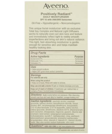 Aveeno Positively Radiant Daily Face Moisturizer SPF 15 | Soy Extract | 4 fl. oz - International Shipping Available - Buy Online on GoSupps.com