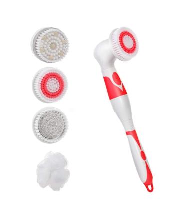 Electric Waterproof Body Shower Brush - Long Handle Skin Massager & Exfoliation Kit (Rose) - Buy Online on GoSupps.com