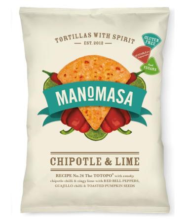 Manomasa - Tortilla Chips Chipotle & Lime | Zesty & Smoky Sensation | Gluten-Free Vegan & Delicious | Flavor Explosion for Every Bite | Anytime Anywhere - Pack of 4 x 35g Manomasa Chipotle Lime 35.00 g (Pack of 4)
