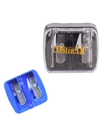 Blue Cosmetic Dual-Pencil Sharpener for Eyeliner Lip Liner and Eyebrow Pencil Easy to Clean Compact Travel-Friendly Make up