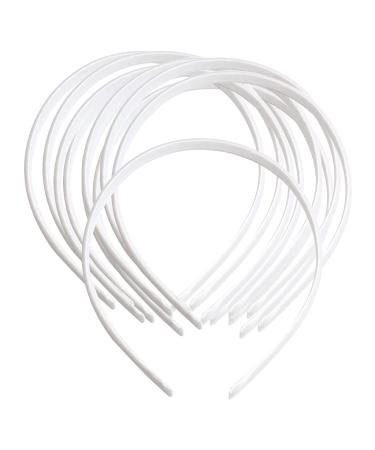 Fenteer Set of 10 Satin Headband Hairband Hair Jewelry Satin Covered Headbands Silk Ribbon Headpiece Hairband DiY Crafts White