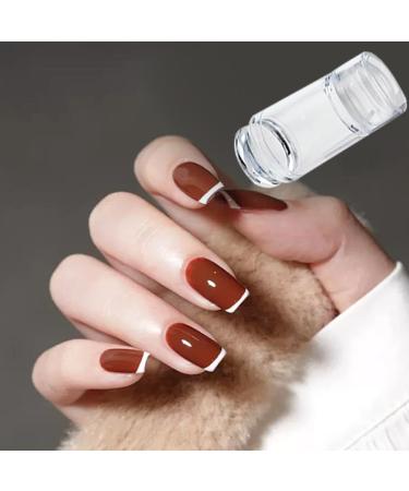 2 PCS Nail Stamp Double Sided Nail Art Jelly Stamper French Manicure Kit Silicone Nail Stamper French Tip with Scraper for Nails Manicure Tools - Buy Online on GoSupps.com