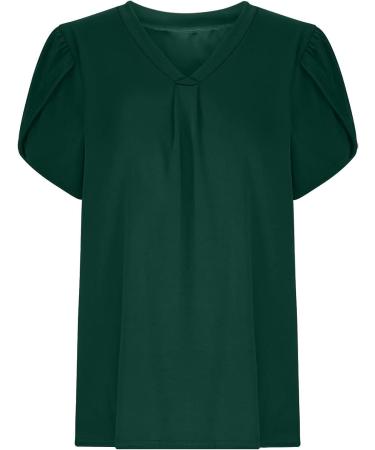Womens Petal Short Sleeve Blouse Tunic Top - Stylish Army Green Amazon Liquidation Deal - Buy Online on GoSupps.com