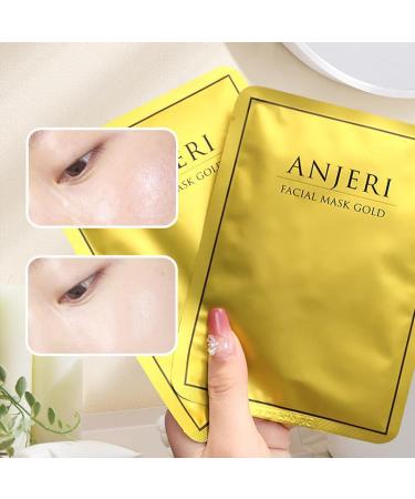 Anjeri Gold Facial Mask - 10 Piece Silk Mask Set for Deep Hydration Skin Soothing & Fine Line Improvement - 35ml Each - Buy Online on GoSupps.com