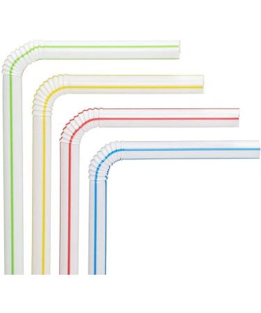 200pcs Disposable Plastic Straws Flexible Bendy Straw - PA Free Bulk Drinking Suppliers Perfect for Parties/Bar/Beverage Shops/Home Straws for Kids and Adults (Stripe) - Buy Online on GoSupps.com