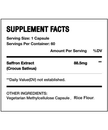 Organic Pure Saffron Extract 88.5mg - 60 Vegan Capsules | Non-GMO Saffron Supplements - Buy Online on GoSupps.com